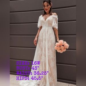 NWT A-Line Lace Wedding Dress (16W)